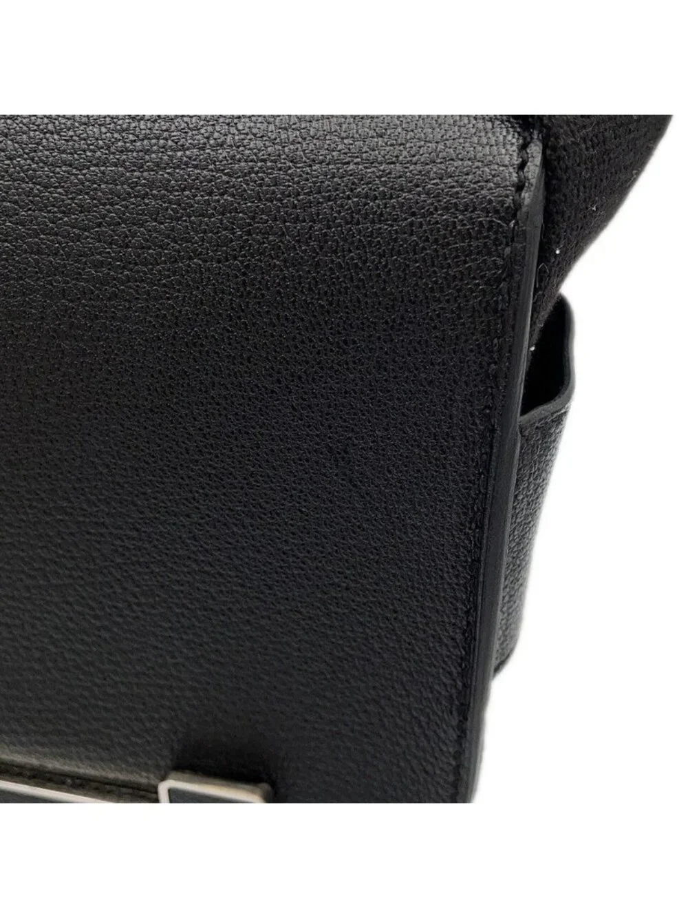 Hermes Shoulder Bag Geta Black Silver Chevre Mysore
